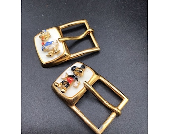 Walt Disney Buckle Set of 2 Mickey Mouse & Donald Duck WD Production Collectible