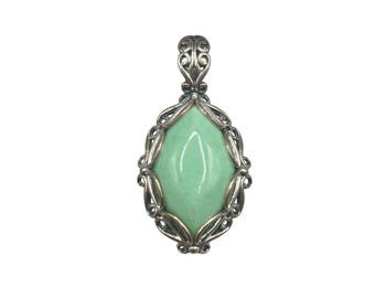 CAROLYN POLLACK Enhancer Pendant 925 Silver Chrysoprase Oval Eye Shaped