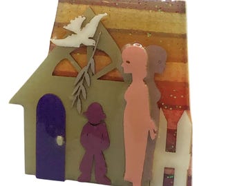 Pins By Lucinda Domestic Violence Family Handcrafted Handmade Laminated Brooch