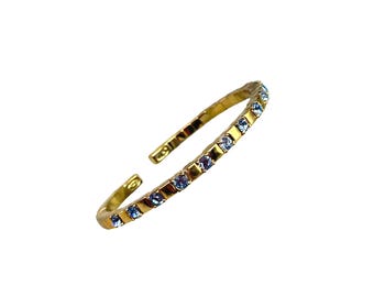 JOAN RIVERS Cuff Bracelet With Light Blue Crystals Gold Tone