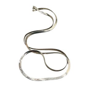 Vintage Sterling Silver Herringbone Chain Necklace Long Unisex Chain Jewelry