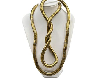 Vintage 90s Bendable Snake Necklace Or Bracelet Adjustable Flexible Fit Gold Tone