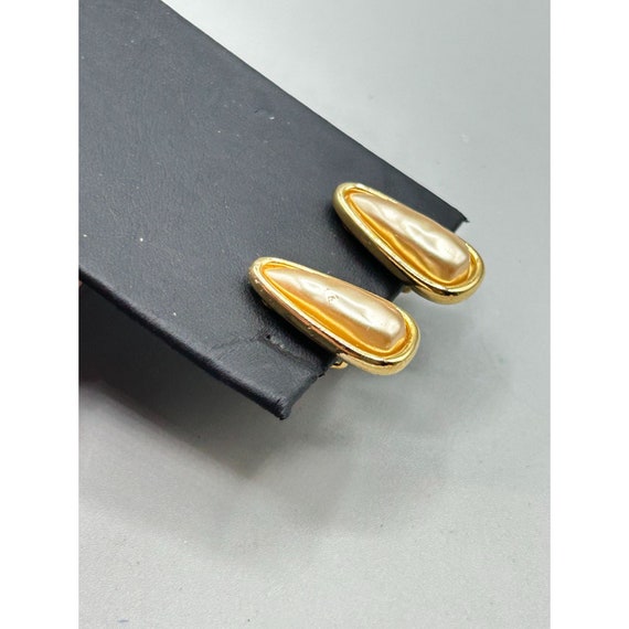 Vintage Signed Napier Clip On Earrings Elongated … - image 4