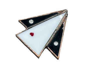 Vintage Handcrafted Glass Pin Brooch Geometric Abstract 70s Costume Jewelry