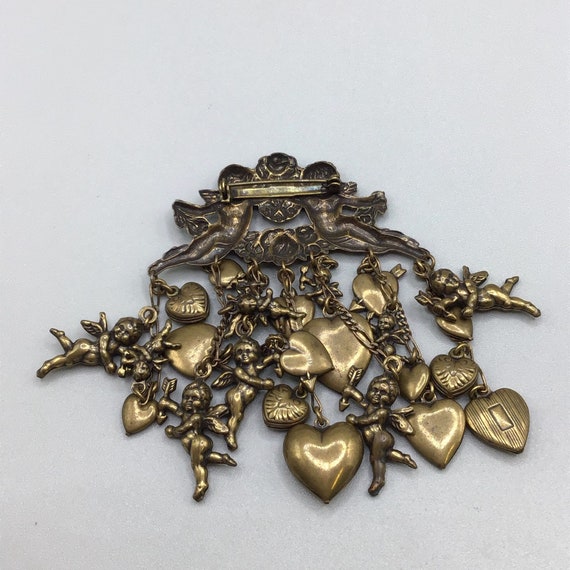 Cluster of Hearts Angels Brooch Charm Dangles Ant… - image 5