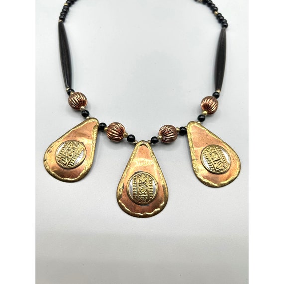 Brutalist Mixed Metals Necklace Handmade 70s Jewe… - image 3