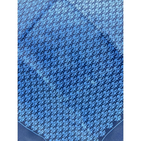 Silk Square Scarf Handkerchief Small Foulard Blue… - image 4