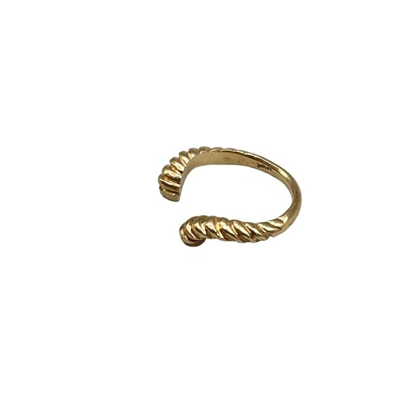 Very Unusual Vintage 14K Yellow Gold Ring Size 6 Open Ribbed Style Older Jewelry