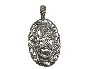 CAROLYN POLLACK Pendant Enhancer Sterling Silver 925 Filigree Rodeo Romance