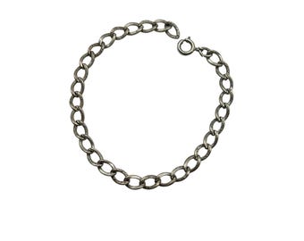 7" Chain Bracelet Sterling Silver Simple Links Great For Charms