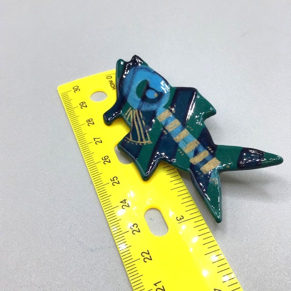 Handmade Fish Brooch Hand Painted & Glazed Cerami… - image 6