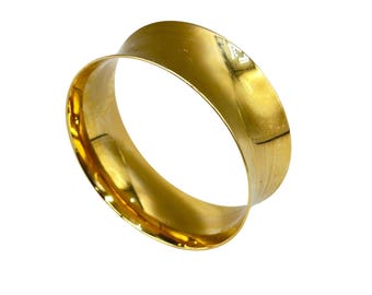 Vintage MONET Gold Bangle Bracelet Wide Concave Design 80s 90s Fashion