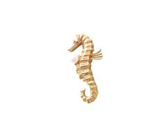 Seahorse Pin with Genuine Pearl 14K Gold Hallmarked Vintage Antique Jewelry