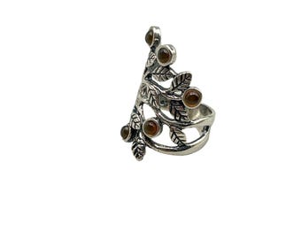 Sterling Silver Ring Size 5 Didae Israel 925 Tree Branches with Brown Stones