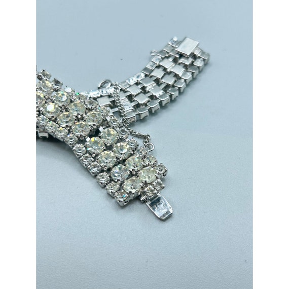 Vintage Wide Clear Rhinestones Bracelet Sparkly A… - image 5