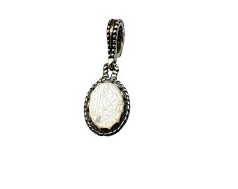 Double Sided Carved Mother Of Pearl Enhancer Pendant CAROLYN POLLACK Sterling Silver