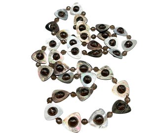 Mother of Pearl & Glass Beads Handknotted Long Necklace