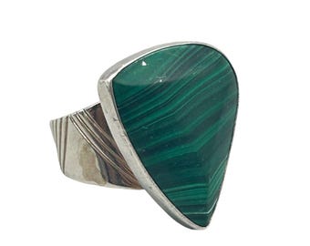 Sterling Silver Green Malachite Ring Stone Size 11.5 DTR Jay King Mine Finds