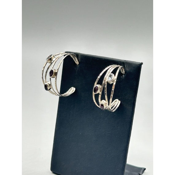 Sterling Silver & Semi Precious Stone Earrings Pi… - image 5
