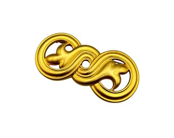 Liz Claiborne Vintage Brooch Matte Gold Swirl Pin 3.25" Scroll Statement Brooch