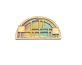 Vintage 1985 MONET Pin Brooch All That Jazz Gold Tone Book Piece Art Deco