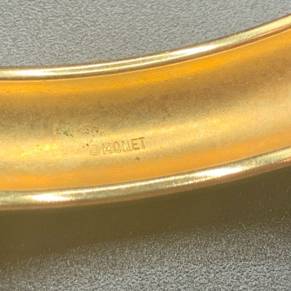 Monet Bangle Bracelet In Gold Tone With White Ena… - image 4