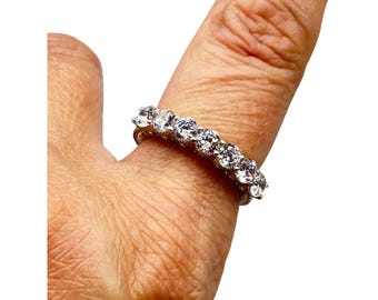 7 Stones Ring Judith Ripka Sterling Silver CZ Ring Size 8