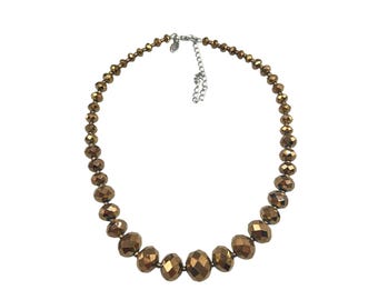 KIRKS FOLLY Shimmer Bead Necklace 17" Copper Tone Graduated Beaded Necklace