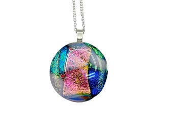 Dichroic Glass Pendant Necklace Art Glass Jewelry One af a Kind Artist Signed