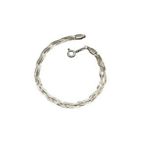 Sterling 925 Braided Bracelet 7.5&quot; Elegant Braided Design with Spring Ring Clasp