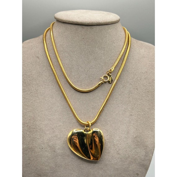 Vintage Carolee Heart Necklace 90s Long Snake Coi… - image 6