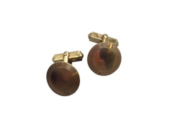 Vintage Swank Gold Rolled Cufflinks Round Simple Quality Formal Accessories
