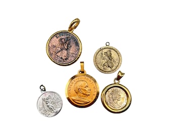 Collection Of 5 Vintage Religious Medals Coins Charms Pendants