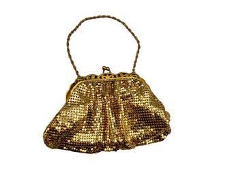 Whiting & Davis Mesh Evening Bag Gold Tone Metal Vintage Antique Purse