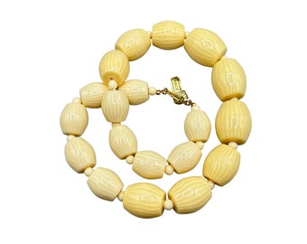 Big Chunky Off White Plastic Long Necklace Original "Made In Italy" Paper Tag