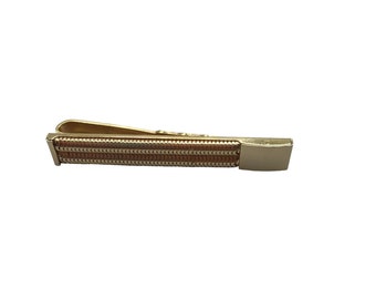 Jacques Kreisler USA Tie Bar Clip Vintage Coil Chain Gold Tone Retro Accessory