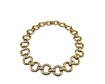 Vintage Gold Tone Choker Necklace Timeless Classic Design Wide Round Links