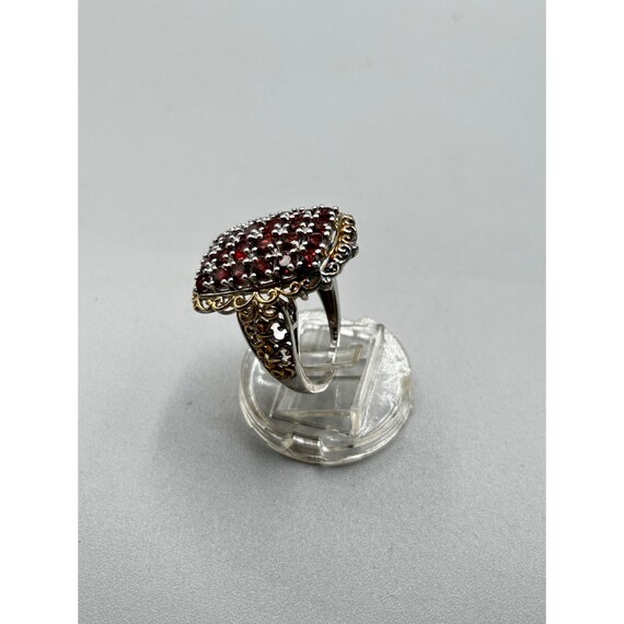 Rectangular Ring with Garnets Size 8 Sterling Sil… - image 7