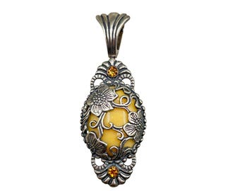 CAROLYN POLLACK Pendant Enhancer Sterling Quartzite and Citrine Gemstone American West Jewelry