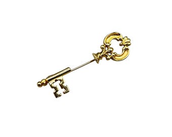 Skeleton Key Stick Pin Lapel Pin Vintage Avon Gold-Tone