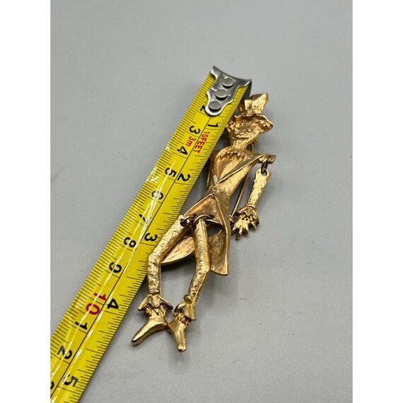 Vintage Articulated Scarecrow Pin Brooch Gold Ton… - image 5