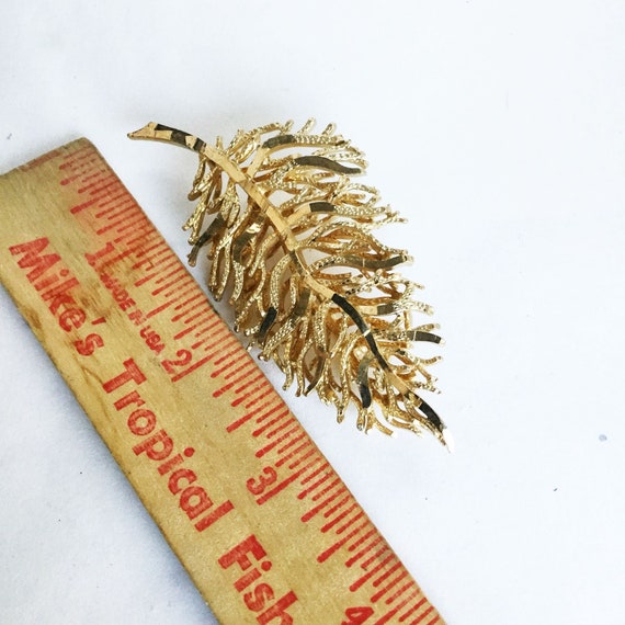 Statement leaf pin Coro designer signed ornate le… - image 4