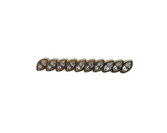 Vintage Swarovski SAL Signed Bar Pin All Clear Crystals Navette Gold Tone Metal