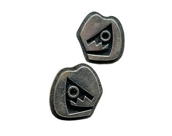 Sterling Silver Tribal Earrings Pierced Studs Handcrafted Vintage Earrings