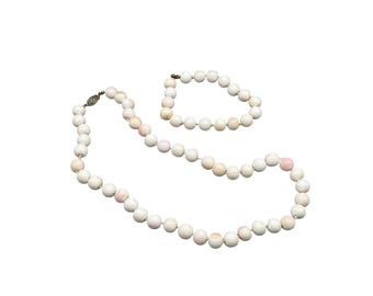 Antique Conch Shell  Necklace And Bracelet Set Beaded Hand Knotted Old Round Beads
