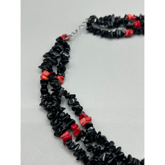 Vintage Black Onyx and Red Sponge Coral Necklace … - image 8