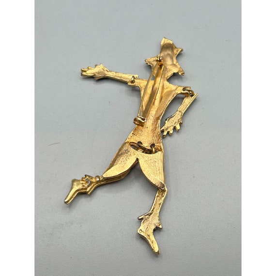 Vintage Articulated Scarecrow Pin Brooch Gold Ton… - image 4