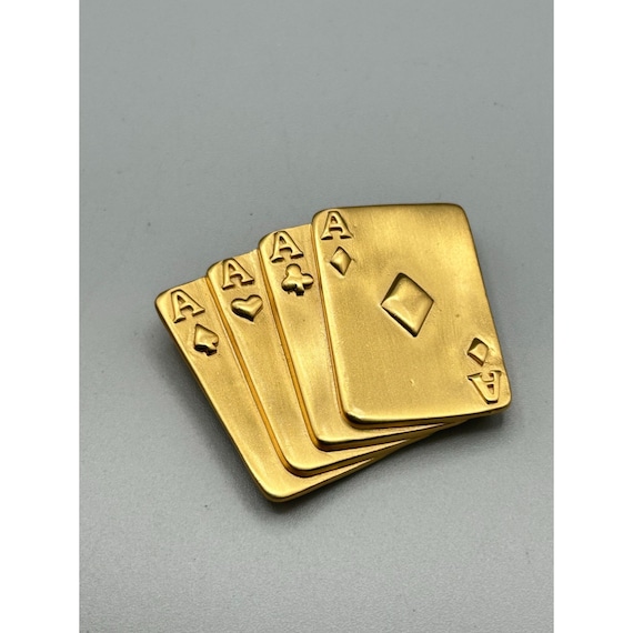 Unsigned Anne Klein Aces of Cards Pin Brooch Matt… - image 2