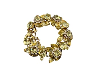 JULIANA D&E 5 Links Bracelet Jonquil Yellow Flowers And Navettes Gold tone Metal