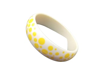 Yellow Polka Dots Bangle Dotted Bracelet Pin Up Style Retro Vintage Funky